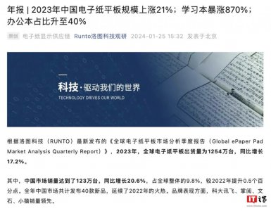 ​中国电子书厂商瓜分 Kindle 退市空白，2023 年销量增 12.2%